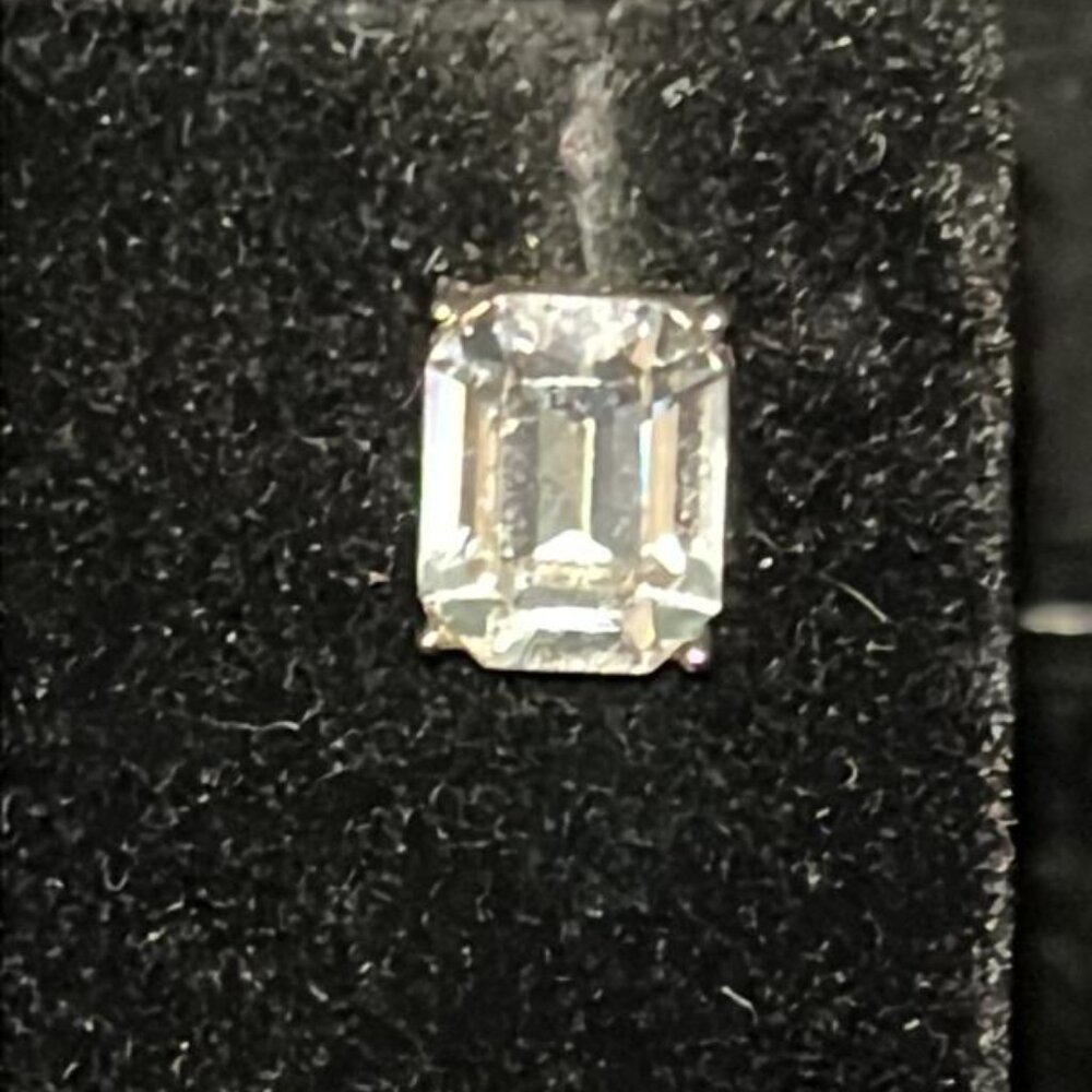 Rectangle Clear Stone Stud Earrings - image 2
